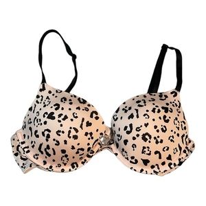 Victoria's Secret Push Up Bra Women's Size 34C Pink Leopard Print‎